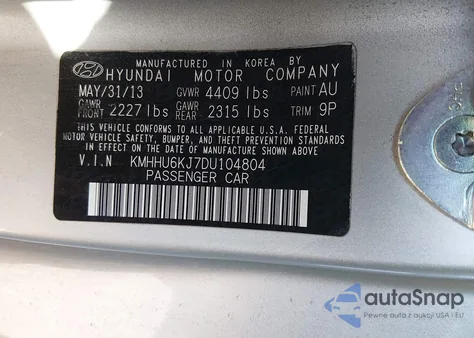 2013 Hyundai Genesis 3.8 Grand Touring z USA, uszkodzony, nr VIN KMHHU6KJ7DU104804